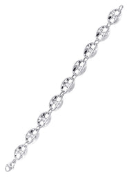 Semi Solid  Mens Puff Bracelet 10K/14K White Gold
