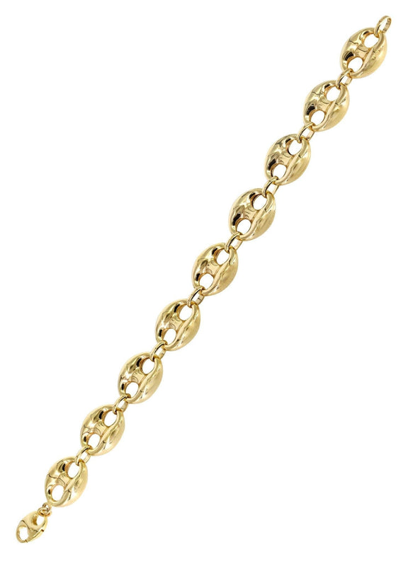 Semi Solid  Mens Puff Bracelet 10K/14K Yellow Gold
