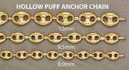 Semi Solid Puff Chain 14K Gold