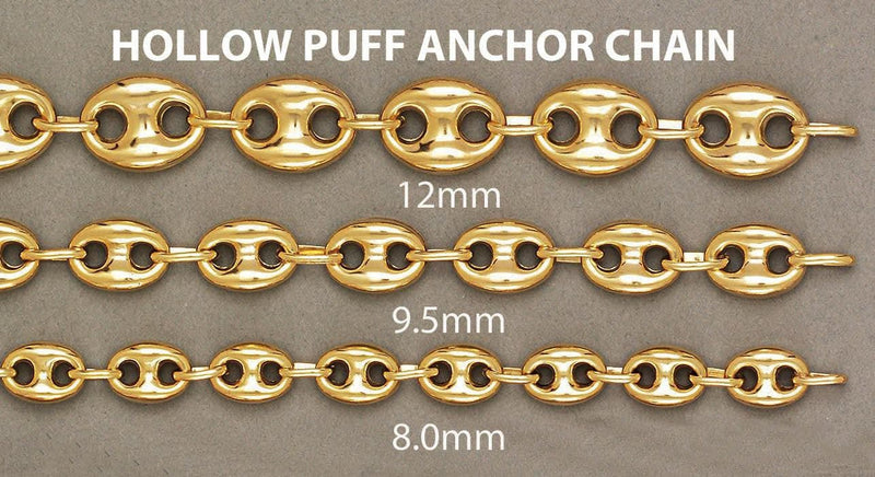Mens Semi Solid  Puff Chain 10K Gold