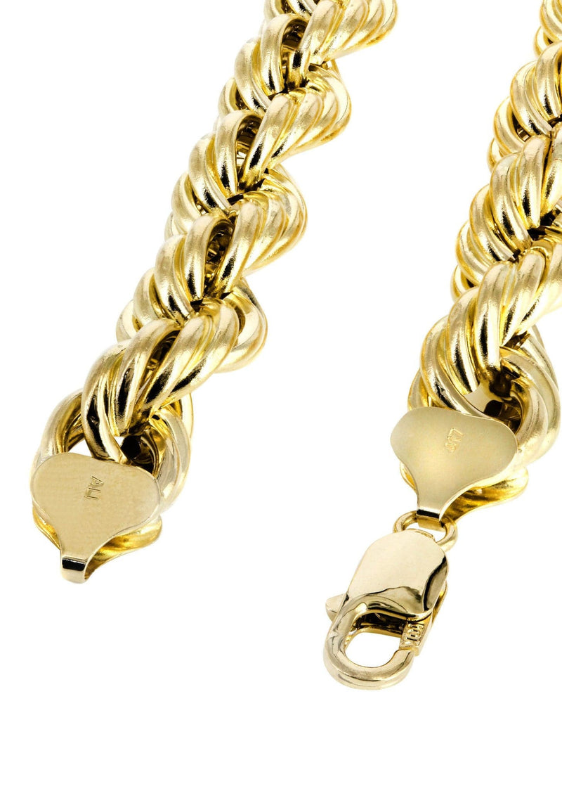 Mens Semi Solid  Rope Chain 10K Gold