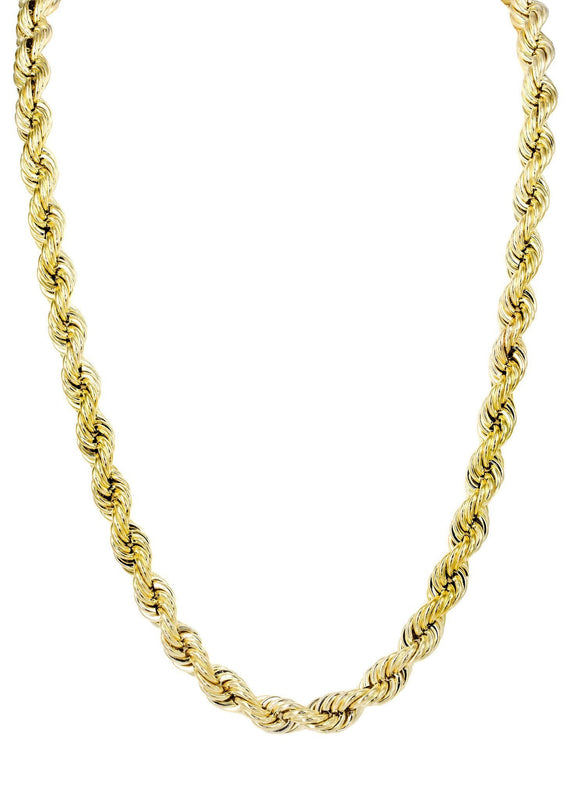 Womens 14K Yellow Gold Chain - Semi Solid  Womens Rope Chain