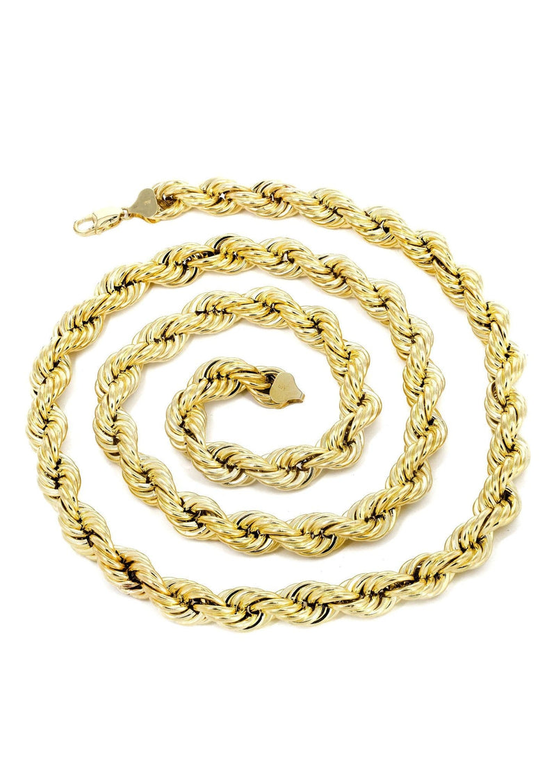 Mens Semi Solid  Rope Chain 10K Gold
