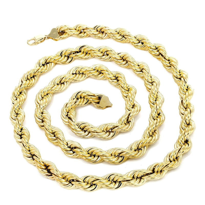 Gold Chain - Mens Semi Solid  Rope Chain 10K/14K Gold