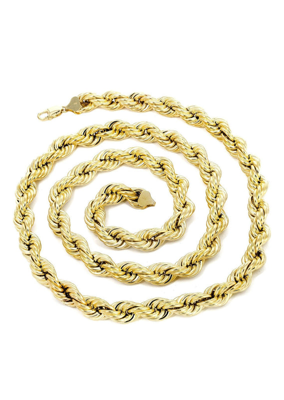 Womens 14K Yellow Gold Chain - Semi Solid  Womens Rope Chain
