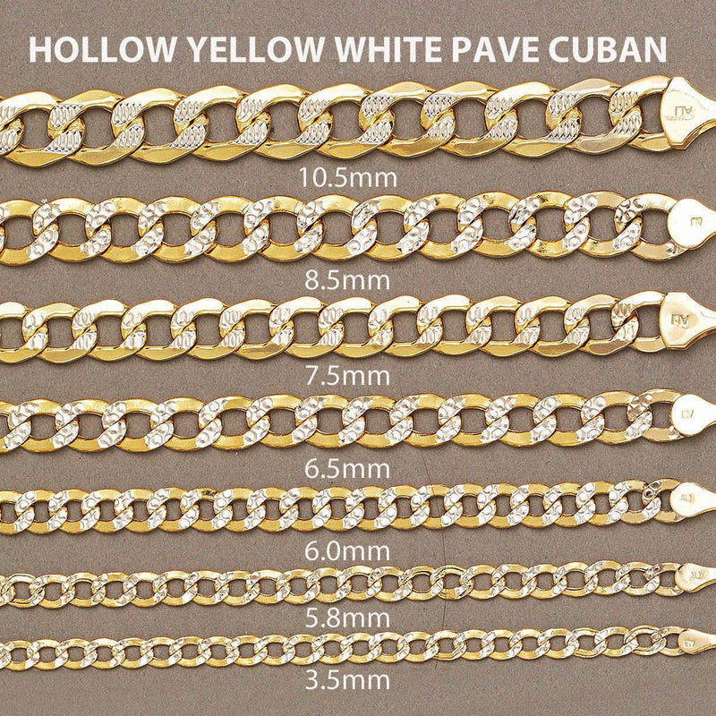 Semi Solid  Diamond Cut Cuban Link Chain - 14K Gold