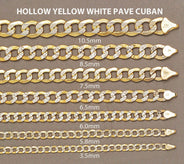 Semi Solid  Diamond Cut Cuban Link Chain - 14K Gold