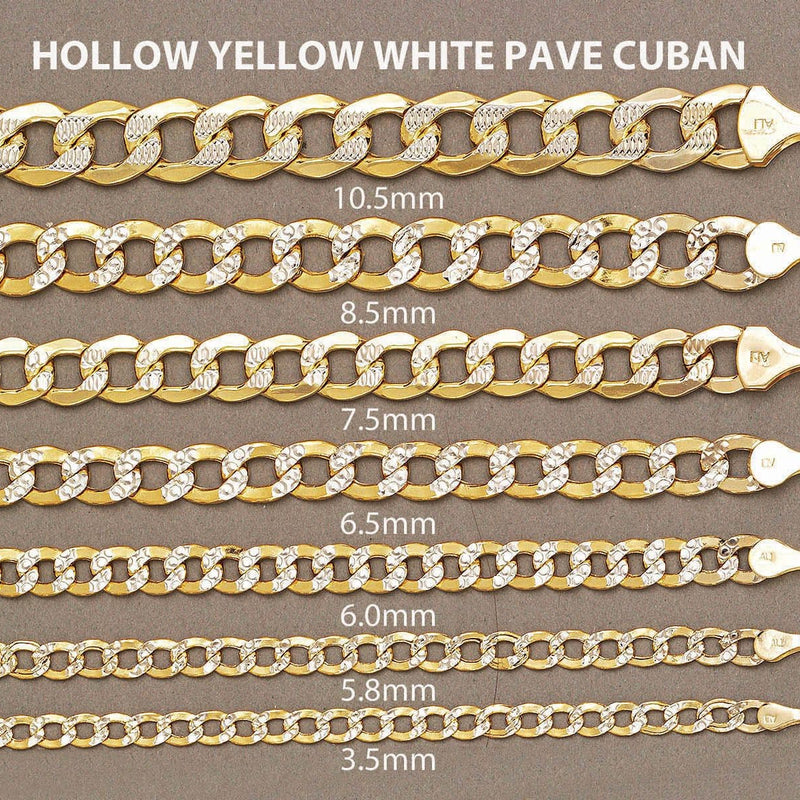 Semi Solid  Mens Diamond Cut Cuban Bracelet 10K/14K Yellow Gold