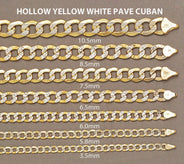 Gold Chain - Semi Solid  Diamond Cut Womens Cuban Link Chain 10K Gold