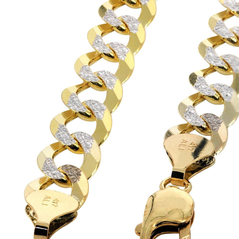 Semi Solid  Womens Diamond Cut Cuban Bracelet 10K/14K Yellow Gold