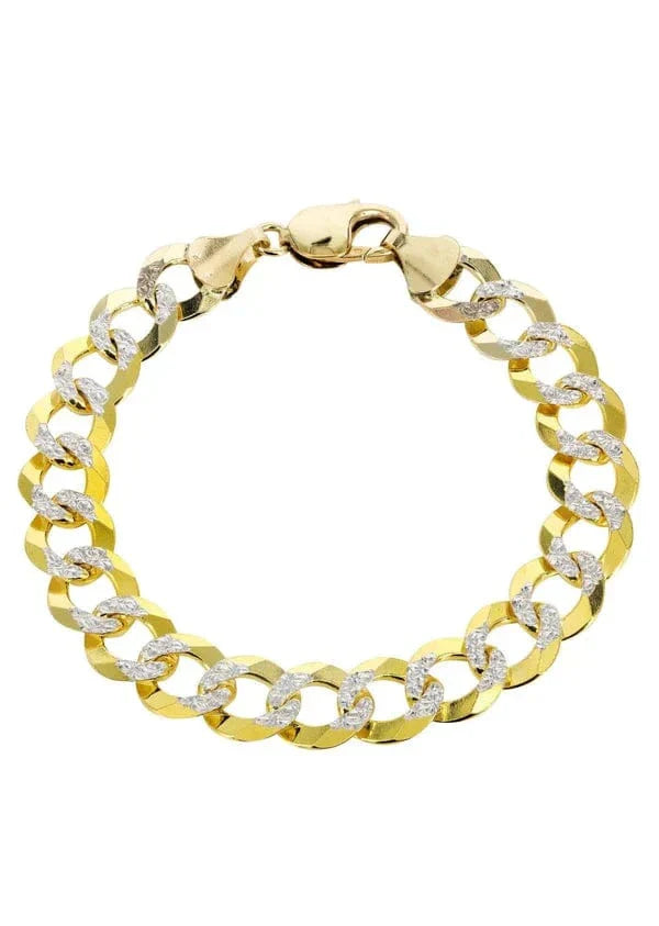 hollow yellow white pave cuban bracele