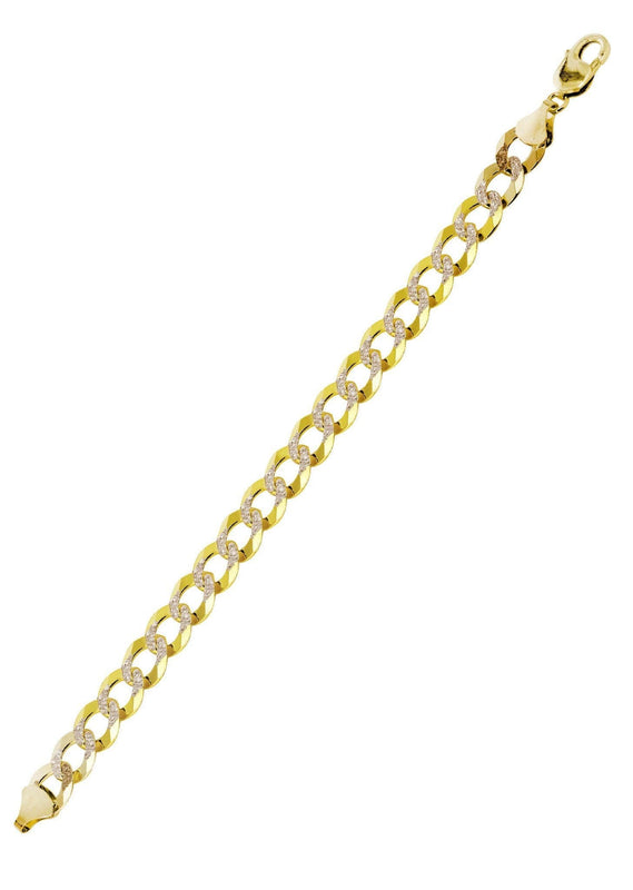 Semi Solid  Womens Diamond Cut Cuban Bracelet 10K Yellow Gold