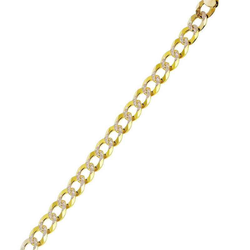 Semi Solid  Mens Diamond Cut Cuban Bracelet 10K/14K Yellow Gold
