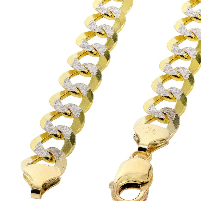 Gold Chain - Semi Solid  Diamond Cut Mens Cuban Link Chain 10K/14K Gold