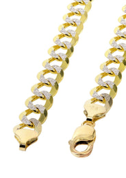 Gold Chain - Semi Solid  Diamond Cut Mens Cuban Link Chain 10K/14K Gold