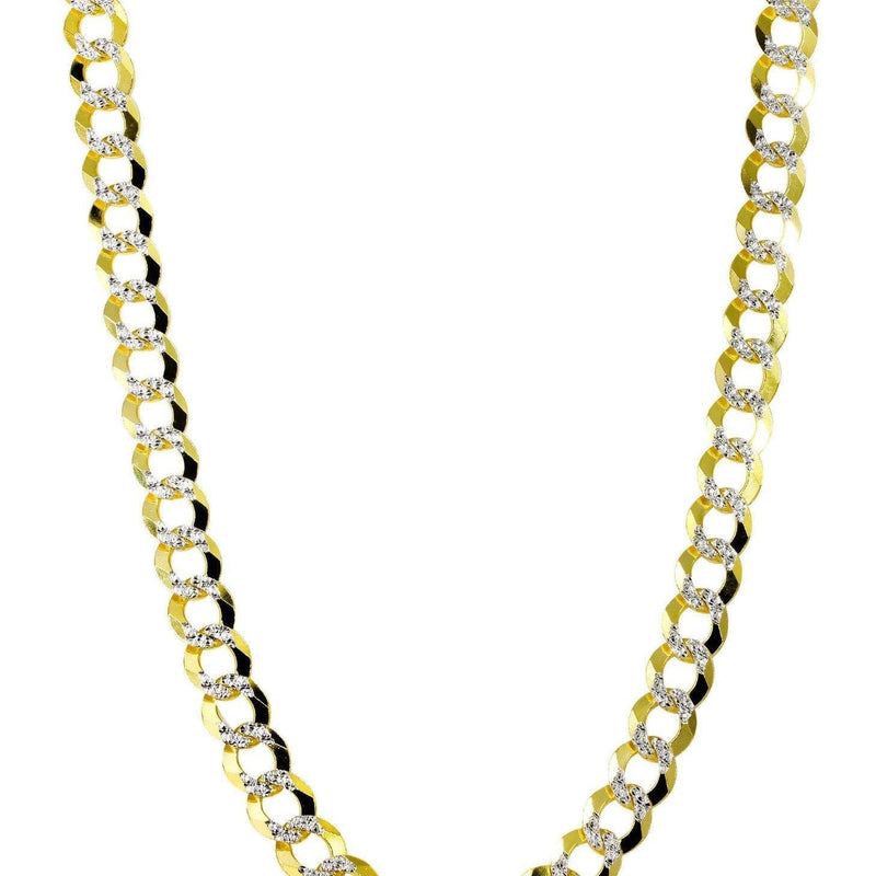 Gold Chain - Semi Solid  Diamond Cut Womens Cuban Link Chain 10K/14K Gold