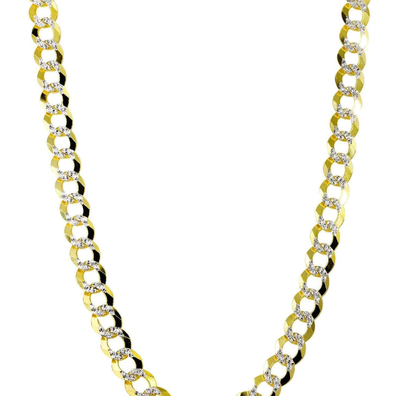 Gold Chain - Semi Solid  Diamond Cut Mens Cuban Link Chain 10K/14K Gold