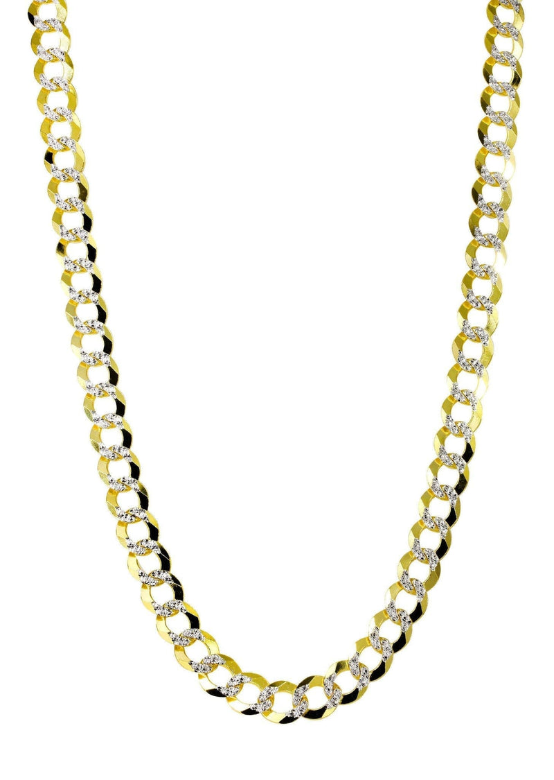 Gold Chain - Semi Solid  Diamond Cut Mens Cuban Link Chain 10K/14K Gold