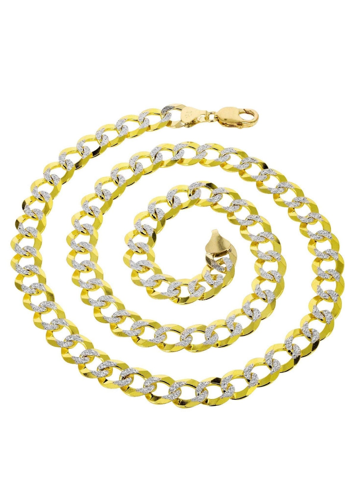 Gold Chain - Semi Solid  Diamond Cut Womens Cuban Link Chain 10K Gold