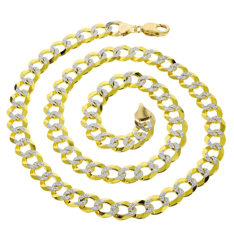 Gold Chain - Semi Solid  Diamond Cut Mens Cuban Link Chain 10K/14K Gold