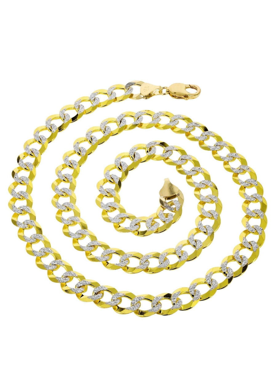 Gold Chain - Semi Solid  Diamond Cut Mens Cuban Link Chain 10K/14K Gold