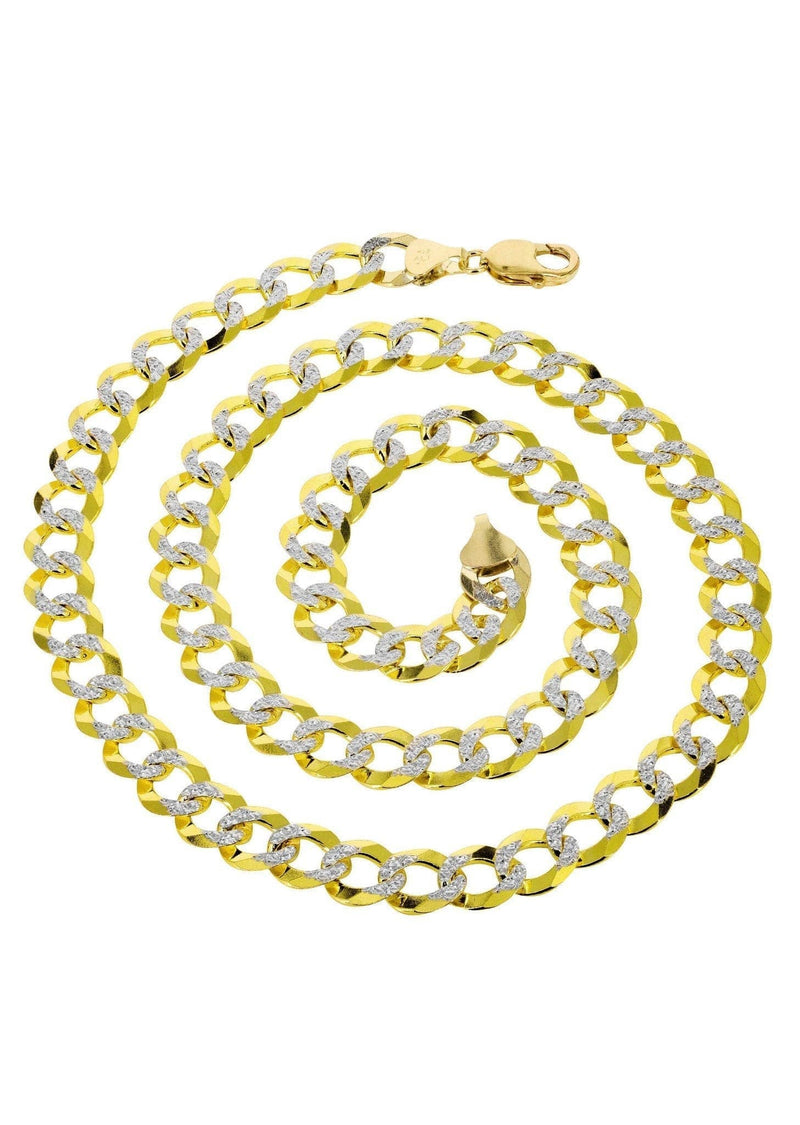 Gold Chain - Semi Solid  Diamond Cut Womens Cuban Link Chain 10K/14K Gold