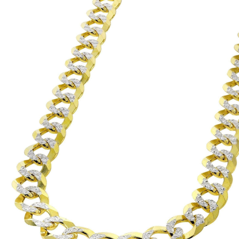 Gold Chain - Semi Solid  Diamond Cut Womens Cuban Link Chain 10K/14K Gold