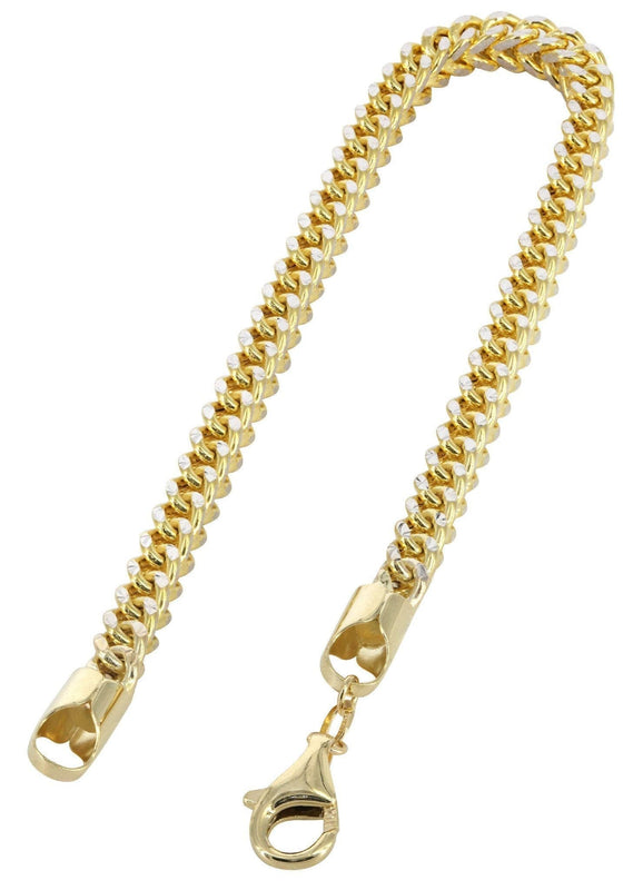 Semi Solid  Womens Diamond Cut Franco Bracelet 10K/14K Yellow Gold