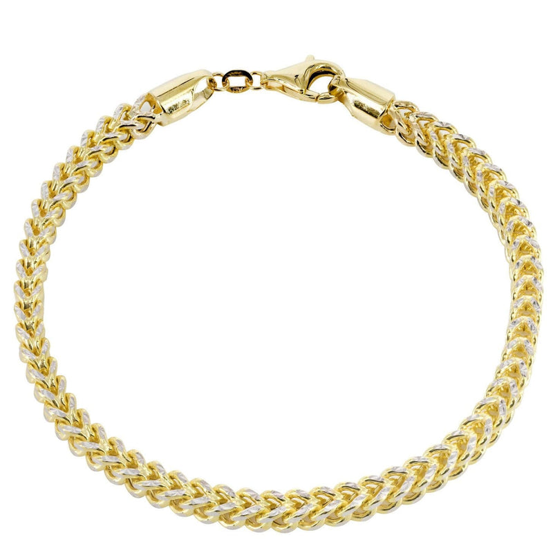 14K Gold Bracelet Semi Solid  Franco Diamond Cut
