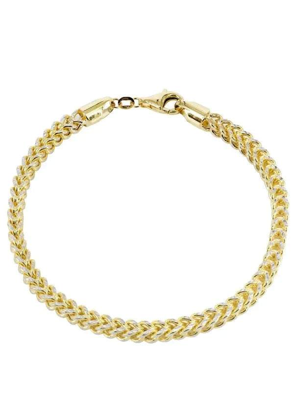 hollow yellow white pave franco bracele