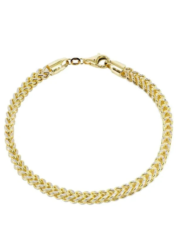hollow yellow white pave franco bracele