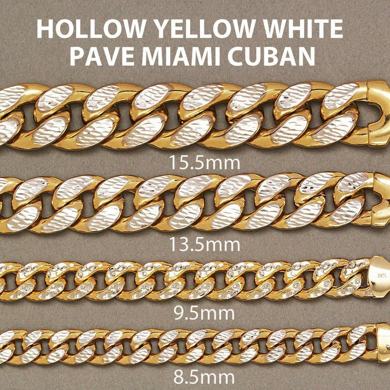 Gold Chain - Womens Semi Solid  Diamond Cut Miami Cuban Link Chain 10k Gold