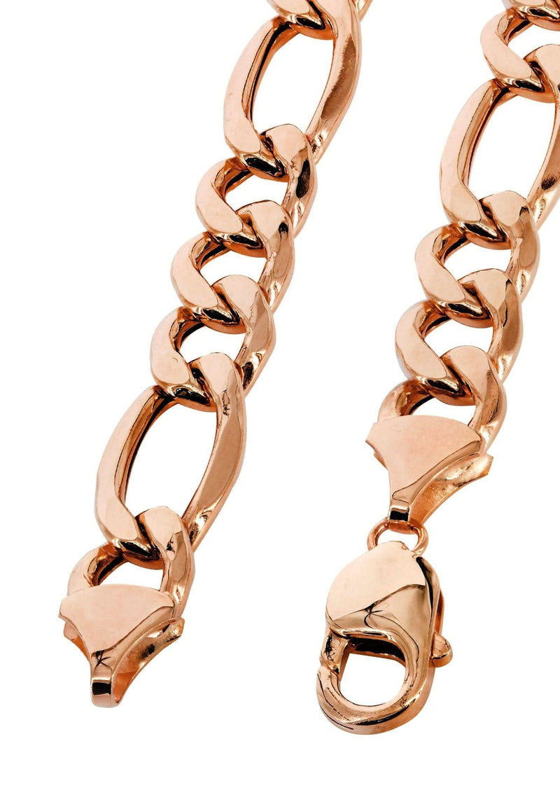 Womens 14K Rose Gold Chain - Solid Figaro Chain