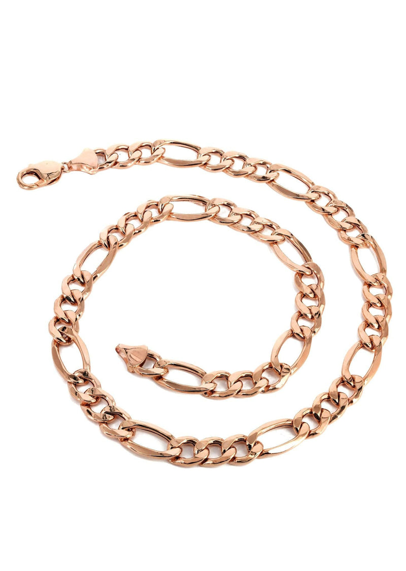 Womens 14K Rose Gold Chain - Solid Figaro Chain
