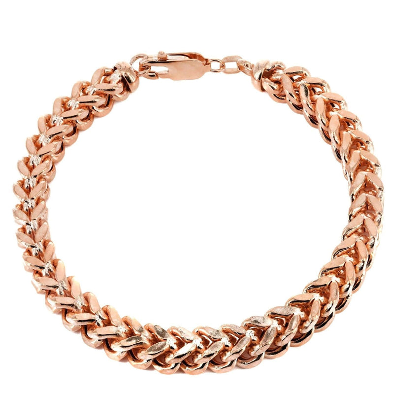 14K Rose Gold Bracelet Semi Solid  Franco For Women