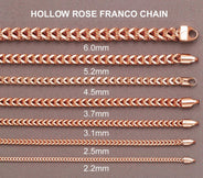14K Rose Gold Bracelet Semi Solid  Franco For Women