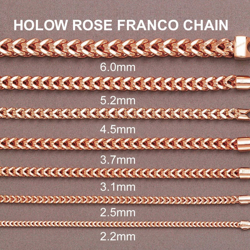 Semi Solid  Rose Franco Chain - 14K Rose Gold
