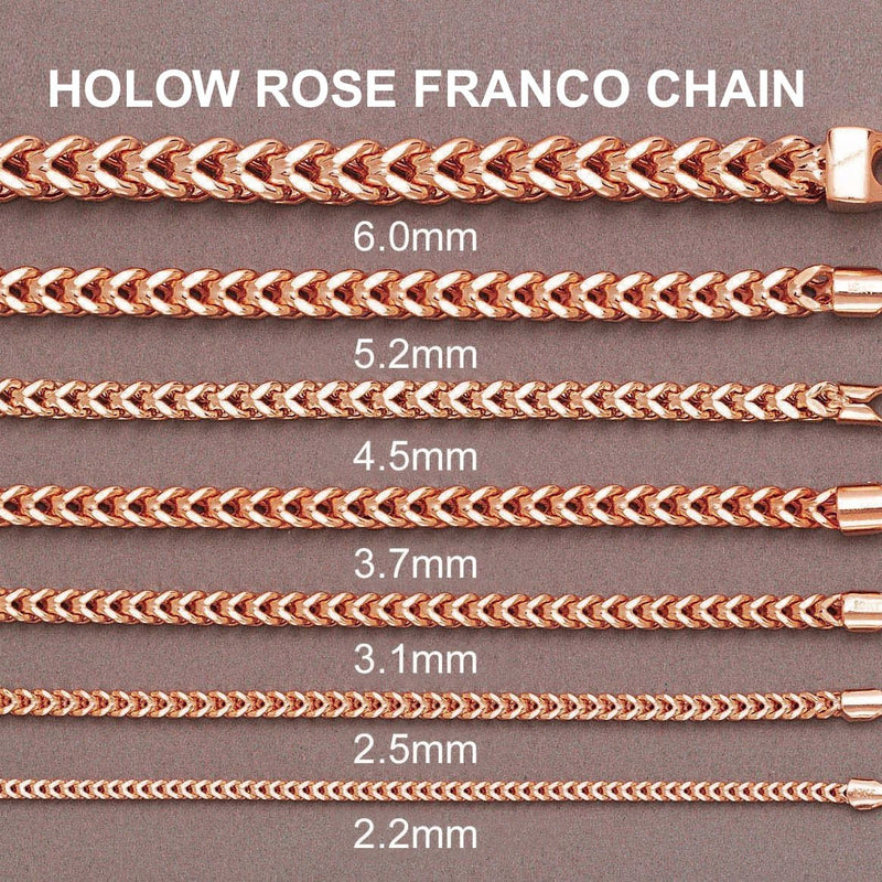 Womens 14K Rose Gold Chain - Semi Solid  Rose Franco Chain