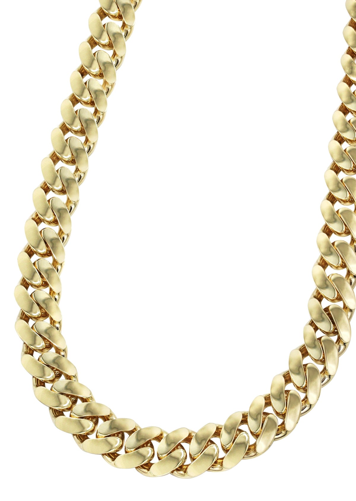 Gold Chain - Mens Semi Solid  Monaco Miami Cuban Link Chain 10K/14K Gold