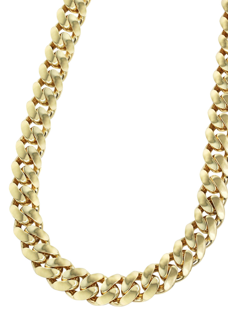 Gold Chain - Mens Semi Solid  Monaco Miami Cuban Link Chain 10K/14K Gold