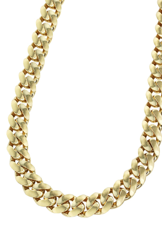 Gold Chain - Mens Semi Solid  Monaco Miami Cuban Link Chain 10K/14K Gold