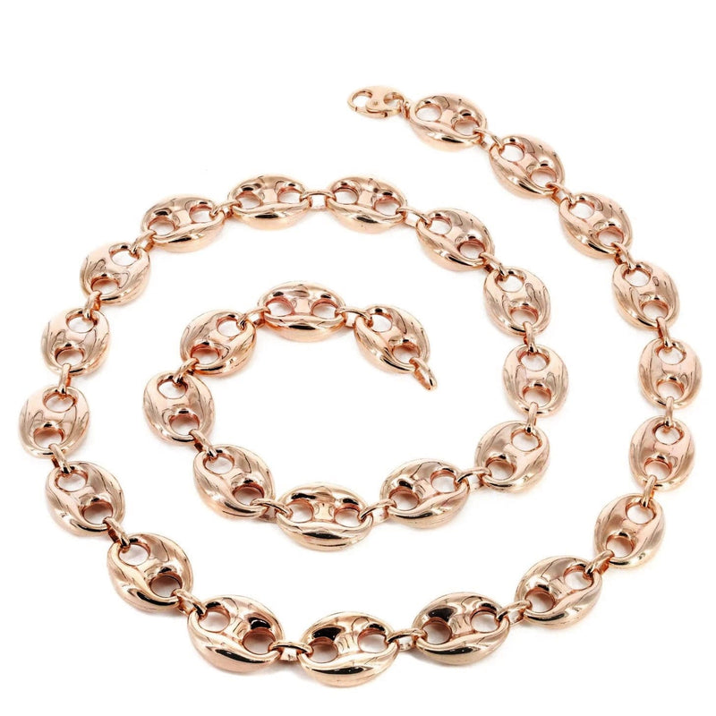 Semi Solid  Puff Chain - 14K Rose Gold