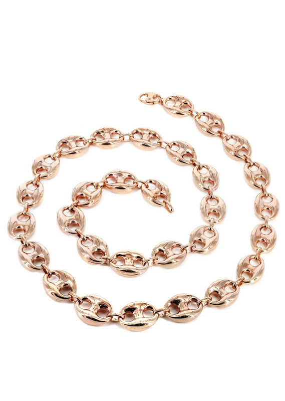 Semi Solid  Puff Chain - 14K Rose Gold