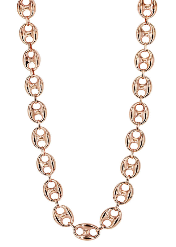 Semi Solid  Puff Chain - 14K Rose Gold