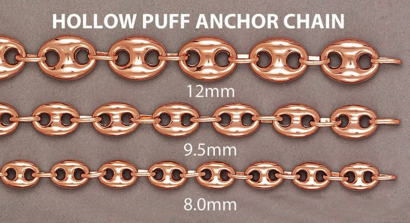 Semi Solid  Puff Chain - 14K Rose Gold