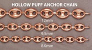 Semi Solid  Puff Chain - 14K Rose Gold