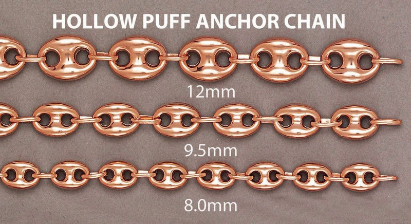 Womens 14K Rose Gold Chain Semi Solid  Puff