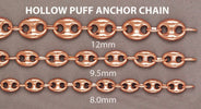 Womens 14K Rose Gold Chain Semi Solid  Puff