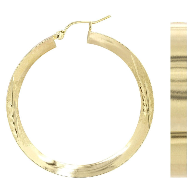 10K Gold Diamond Cut Hoop Earrings | Customizable Size