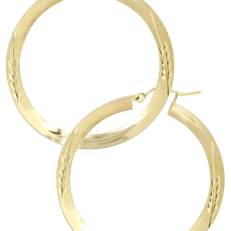 10K Gold Diamond Cut Hoop Earrings | Customizable Size